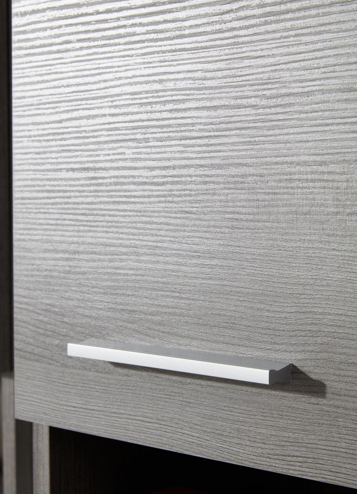 HOCHSCHRANK grau Rauchsilber 30 x 190 cm, Badschrank Türanschlag wechselbar - Silberfarben/Schwarz, Holzwerkstoff/Kunststoff (30/190/31cm) - Top.Furn