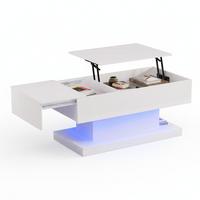 COUCHTISCH Weiß Hochglanz mit Stauraum & Lift-Top - Weiß, Holzwerkstoff/Metall (50/100/45cm) - Urban Meuble