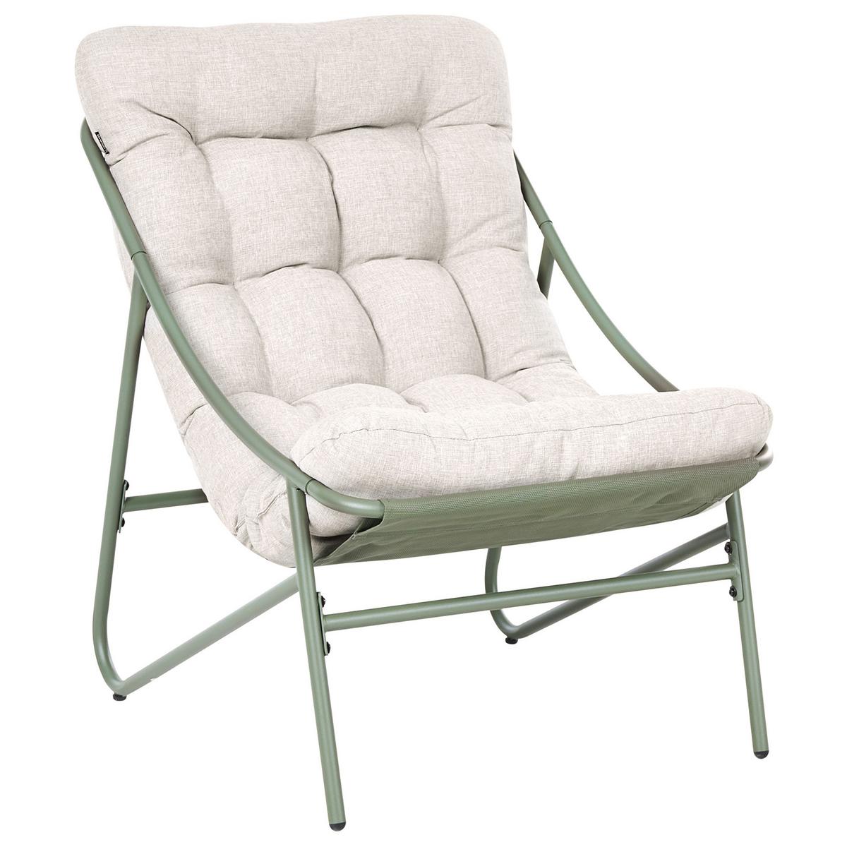 LOUNGE-SET mit Tisch 4-Sitzer Metall Beige/Grün Molveno - Beige/Grün, Metall - Beliani