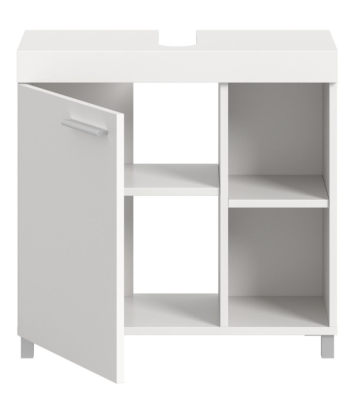 WASCHBECKENUNTERSCHRANK weiß 65 cm, Unterschrank 1-türig - Silberfarben/Weiß, Holzwerkstoff/Kunststoff (65/63/31cm) - Inn.Furn