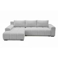 ECKSOFA Ovia mit Bettkasten und Schlaffunktion, Bouclé-Stoff in L-Form - Hellgrau, Textil (270/185cm)