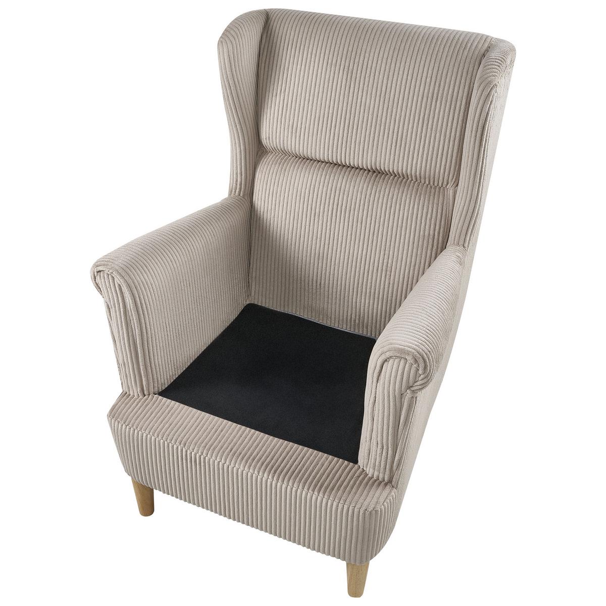 OHRENSESSEL Cord Beige Abson - Hellbraun, Textil (64/100/65cm) - Beliani