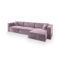 ECKSOFA TOLMO M Lila Velours-Stoff mit Schlaffunktion - Lila/Grau, Holz/Kunststoff (347/148cm) - MASSENO