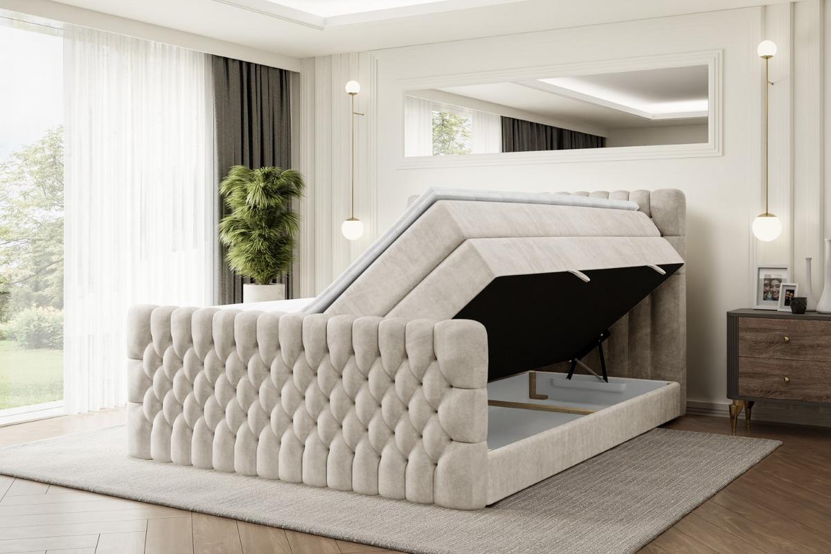 BOXSPRINGBETT SERENE-Z KING - 120 x 200 - H3/H4 - Ecru - Ecru, Holzwerkstoff (120/200cm) - ALTDECOR