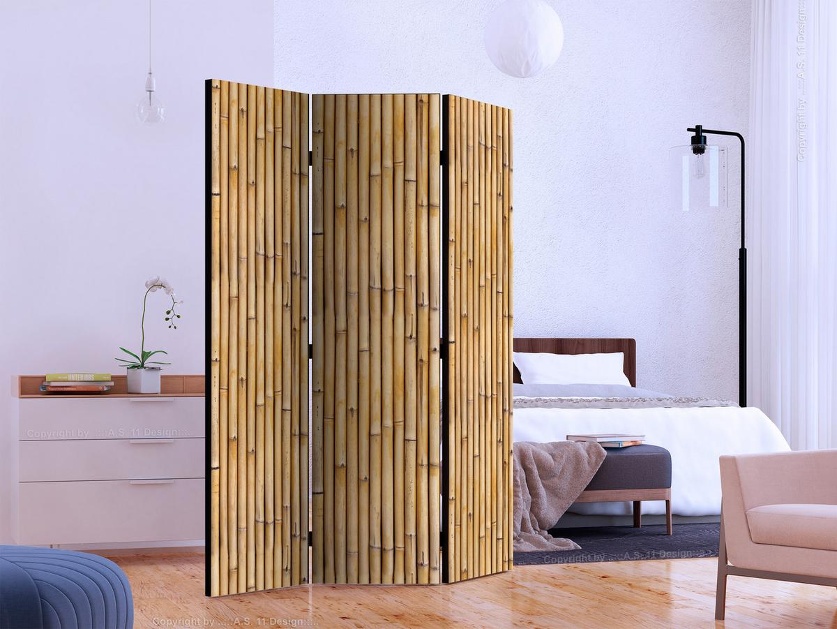 PARAVENT Akustik 3-tlg 135x172 cm Bambus Natur - Beige, Holz/Textil (135/172/3cm) - Muralo