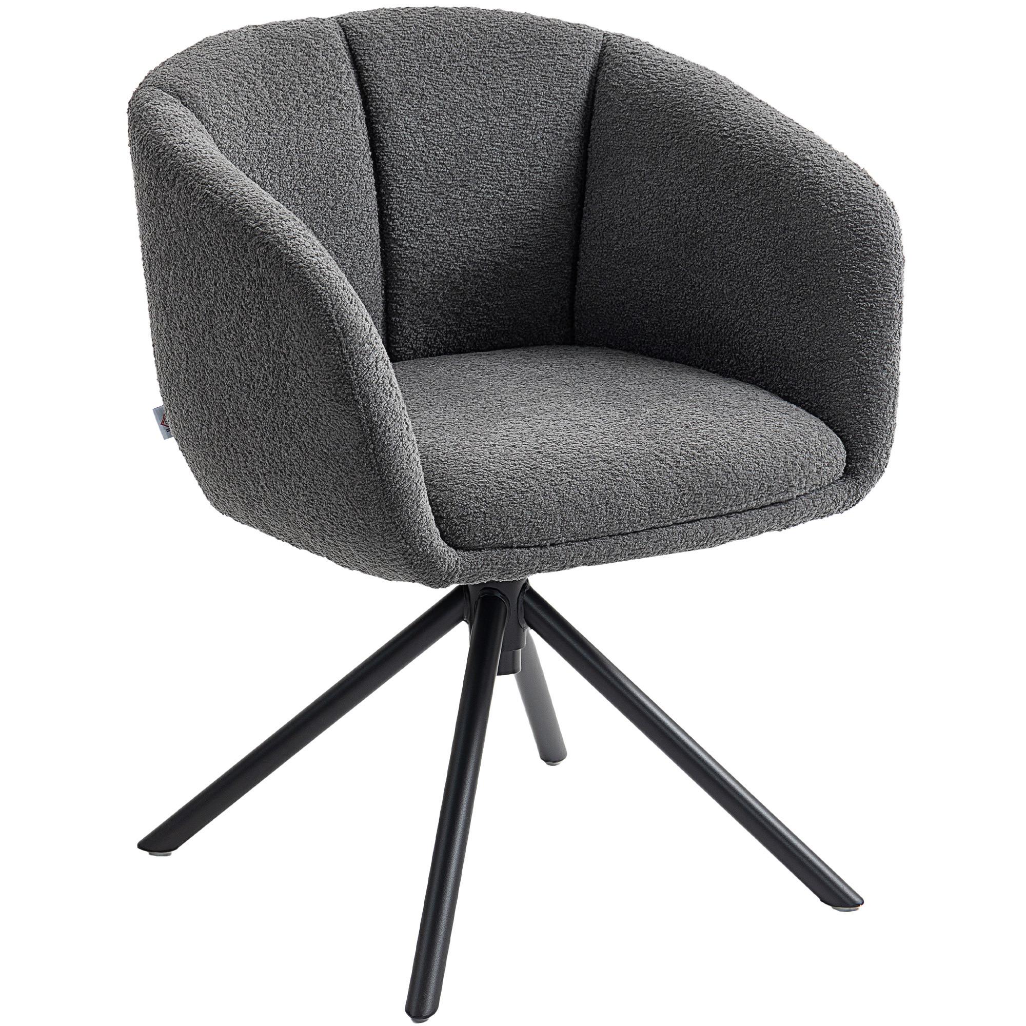 ARMLEHNENSTUHL Loungesessel mit Armlehne, 360° Drehfunktion, Leinenoptik, Dunkelgrau - Dunkelgrau, Textil (58.5/78.5/59cm) - HOMCOM