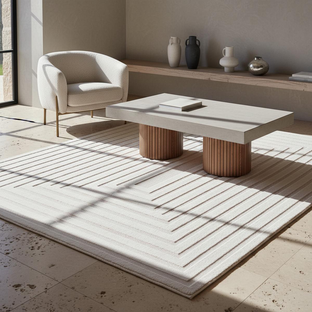 TEPPICH Outdoor ORTLER in Creme, mit 3D-Design, Florhöhe 4 mm, 240 x 340 cm - Beige, Textil (240/340cm) - KADIMA DESIGN