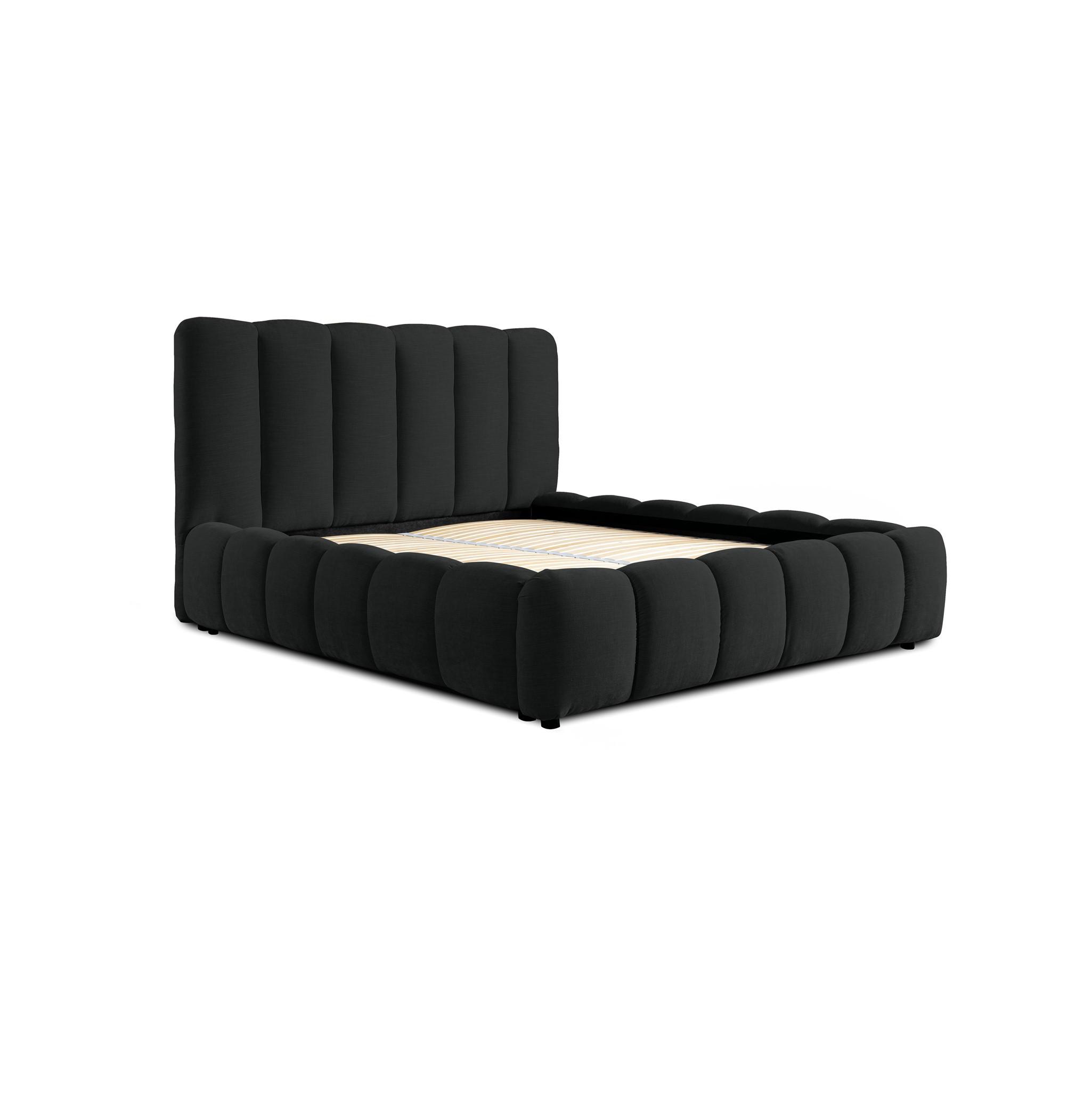 POLSTERBETT Heda Komplettset - Schwarz, Holzwerkstoff/Textil (140/200cm) - Fun Möbel