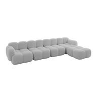 ECKSOFA modulares Sofa Rechts Miko-L3 390x205x75 Hellgrau Bouclé - Edelstahlfarben/Schwarz, Holzwerkstoff/Kunststoff (390/205cm) - ALTDECOR