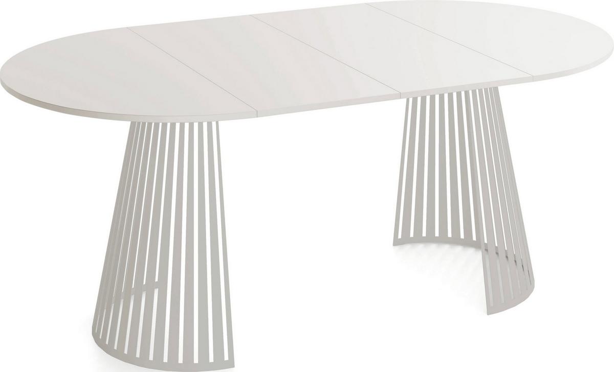 ESSTISCH Naro rund ausziehbar mit Lamellen-Metallgestell in Grau-Beige, Grau-Beige 100-180/100/76 cm - Kaschmir/Beige, Holzwerkstoff/Metall (100/176/76cm) - WFL GROUP