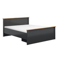 BETT 160/200 Duck Anthrazitgrau und Holz in Eichenoptik - Grau, Holzwerkstoff (160/200cm) - Petits-meubles