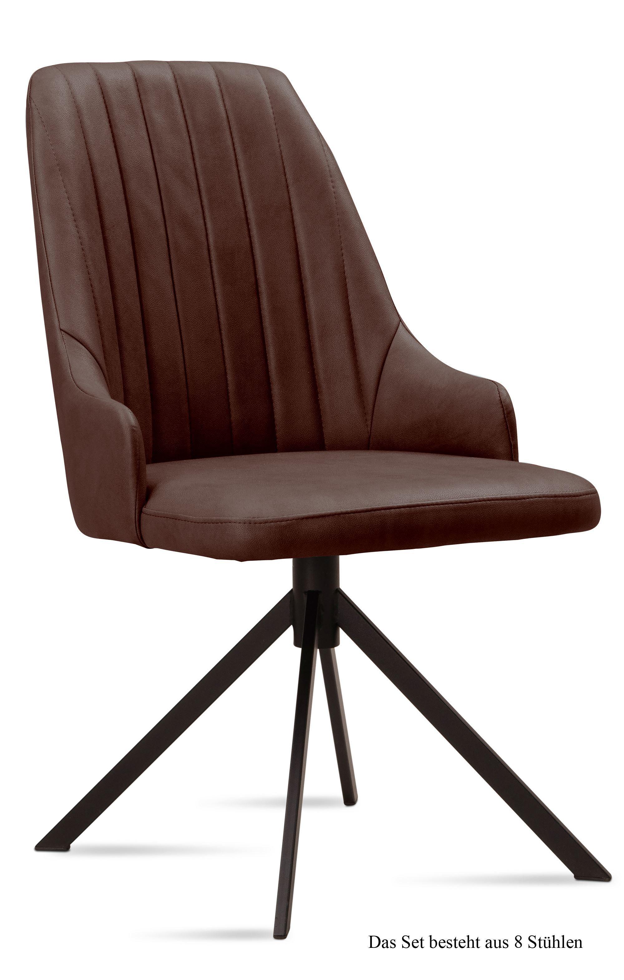 ESSZIMMERSTUHL (8er-Set) Dunya 52x91x60 Schwarz/Braun - Schwarz/Braun, Kunststoff (60/91/52cm) - 58aufmkessel