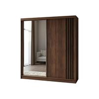 SCHWEBETÜRENSCHRANK NELVIA 200/216/61 cm Modern Kleiderschrank 2-türig mit Spiegel Nussbaumfarben - Nussbaumfarben, Holzwerkstoff (200/216/61cm) - MASSENO