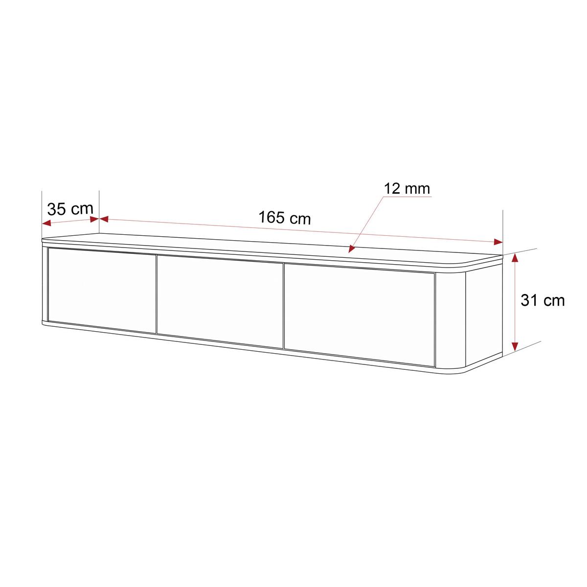 TV-LOWBOARD AZELIA Kaschmir hängend mit LED-Beleuchtung 165 cm - Kaschmir, Holzwerkstoff (165/31/35cm) - Idohome