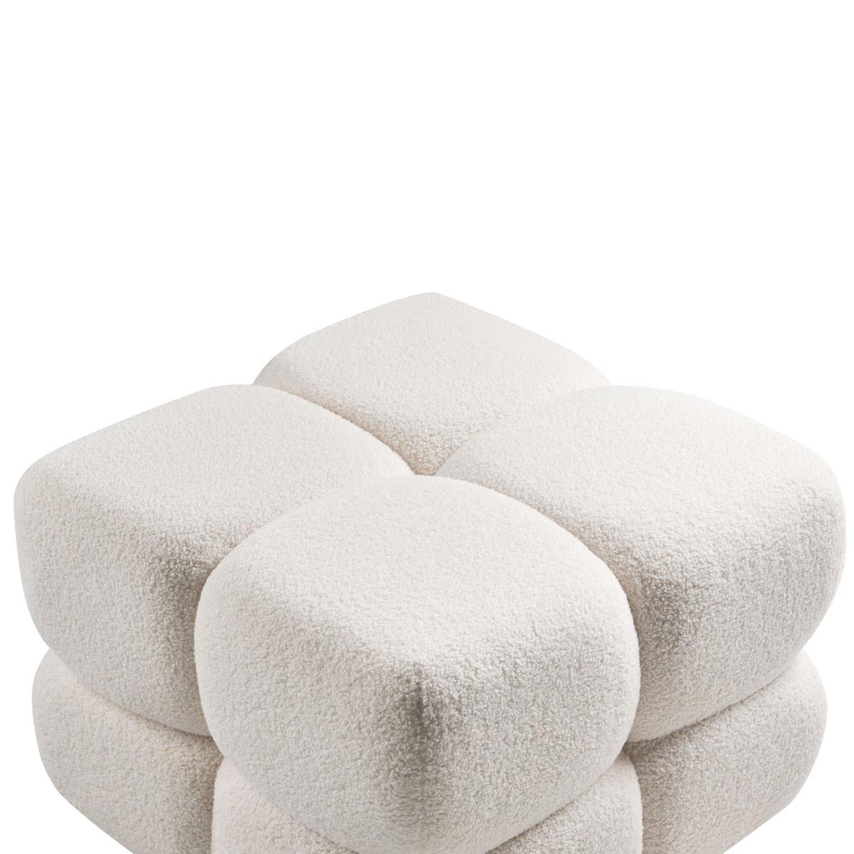 POUF Bouclé Cremeweiß Caliente - Weiß, Textil (60/44/60cm) - Beliani
