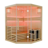 SAUNAKABINE Finnische Sauna Espoo150 Premium - Naturfarben, Holz (150/200/150cm) - Artsauna