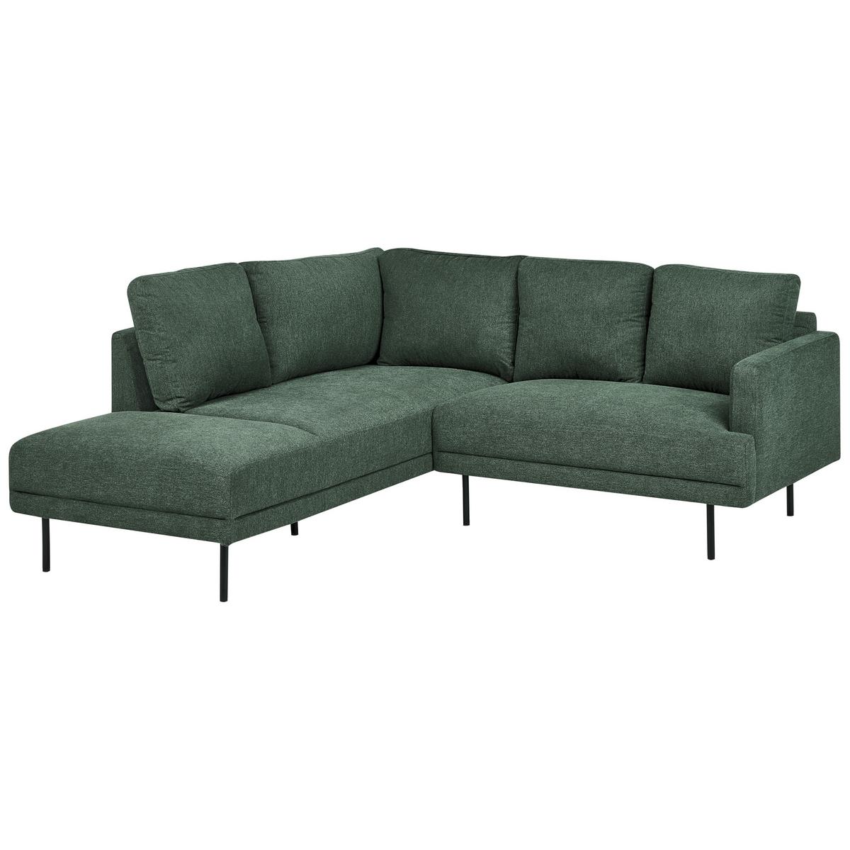 ECKSOFA 4-Sitzer Stoff Dunkelgrün rechtsseitig Breda - Schwarz/Grün, Textil (210/200cm) - Beliani