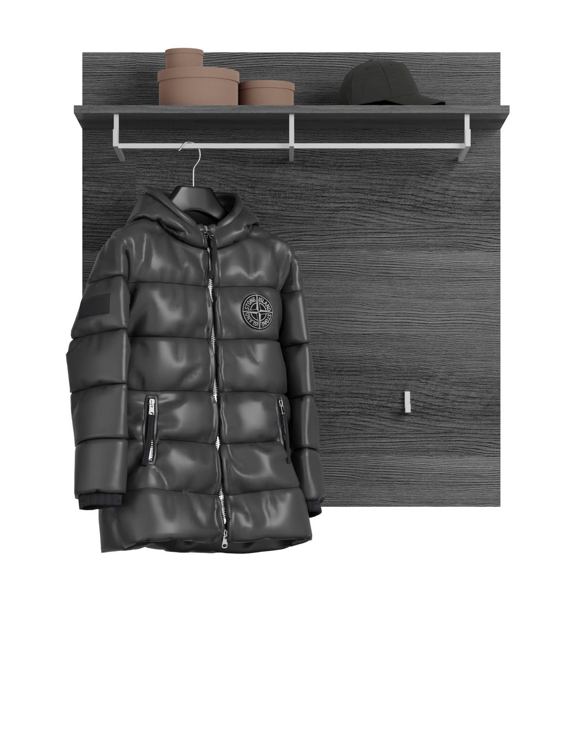 GARDEROBENPANEEL Rauchsilber grau 90 cm, Wandgarderobe mit 6 Kleiderhaken - Grau, Holzwerkstoff (90/98/27cm) - Inn.Furn