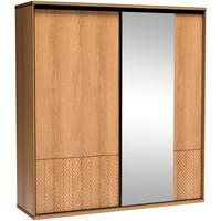 SCHIEBETÜRENSCHRANK Fun mit 2 Türen und Spiegel - Eichefarben, Holzwerkstoff (200/217/60cm) - Beautysofa