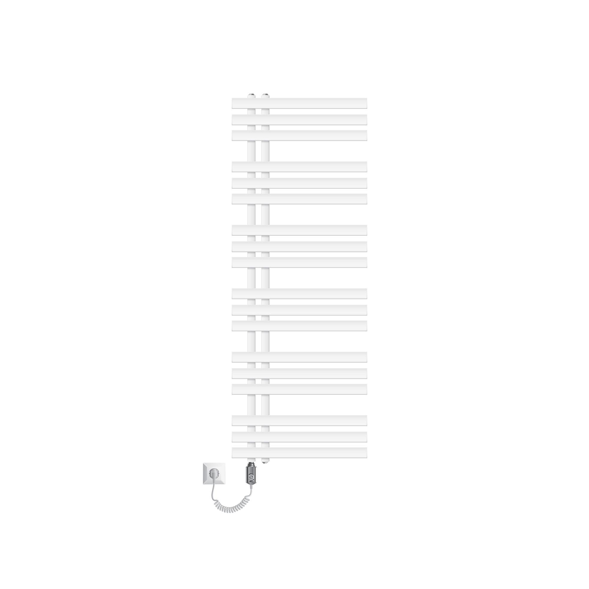 BADHEIZKÖRPER elektrisch Iron EM 500x1400 mm Weiß mit Heizstab 1200W - Weiß, Metall (50/140/3cm) - LuxeBath
