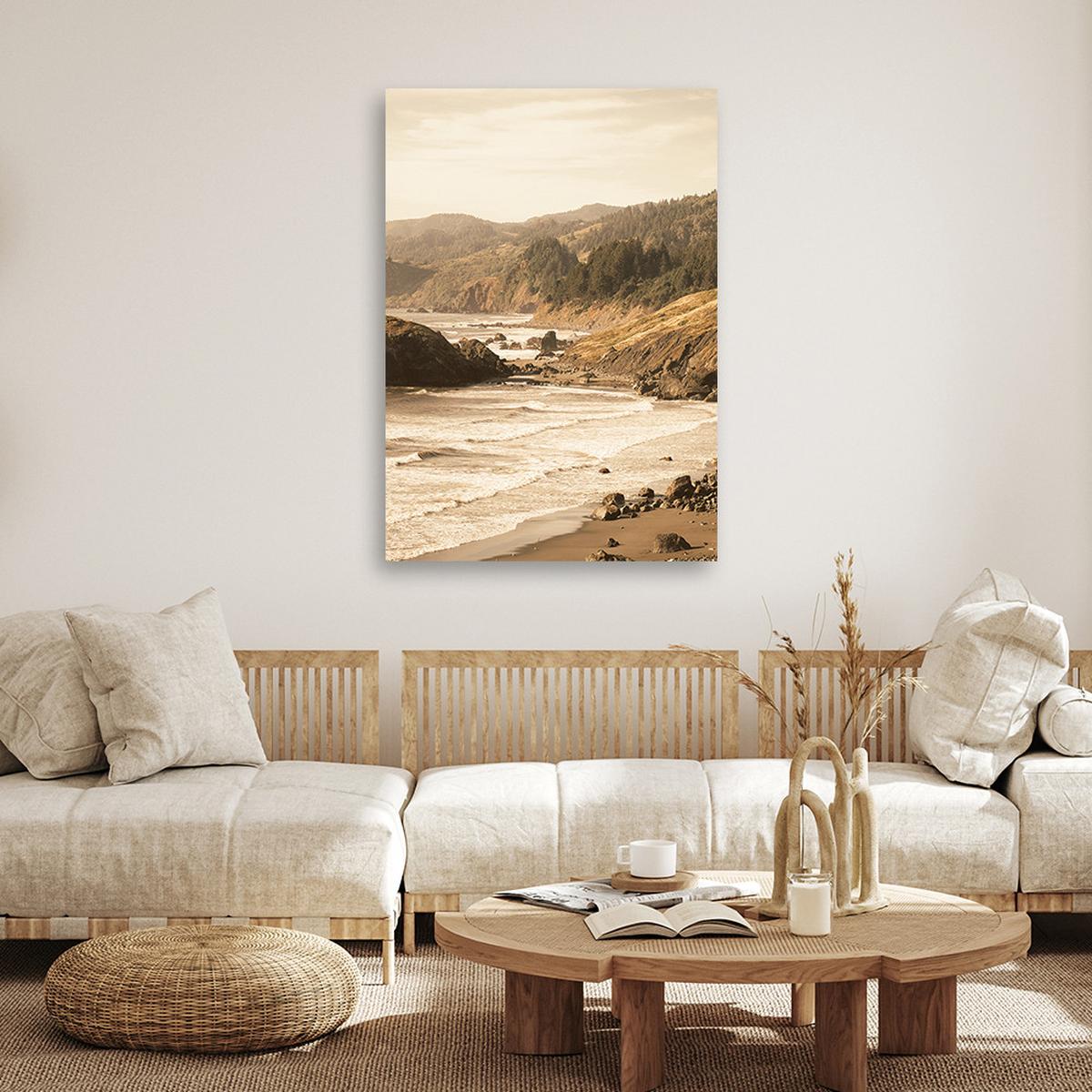 WANDBILD wald am meeresufer - Beige, Textil (40/60cm) - Feeby