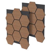 AKUSTIKPANEEL 2er Set Schallschutzplatten Hexagon Teak Holzoptik 66x81x2 cm aus Filz - Dunkelbraun, Holzwerkstoff (2.1/81.1/66.6cm) - ML-DESIGN