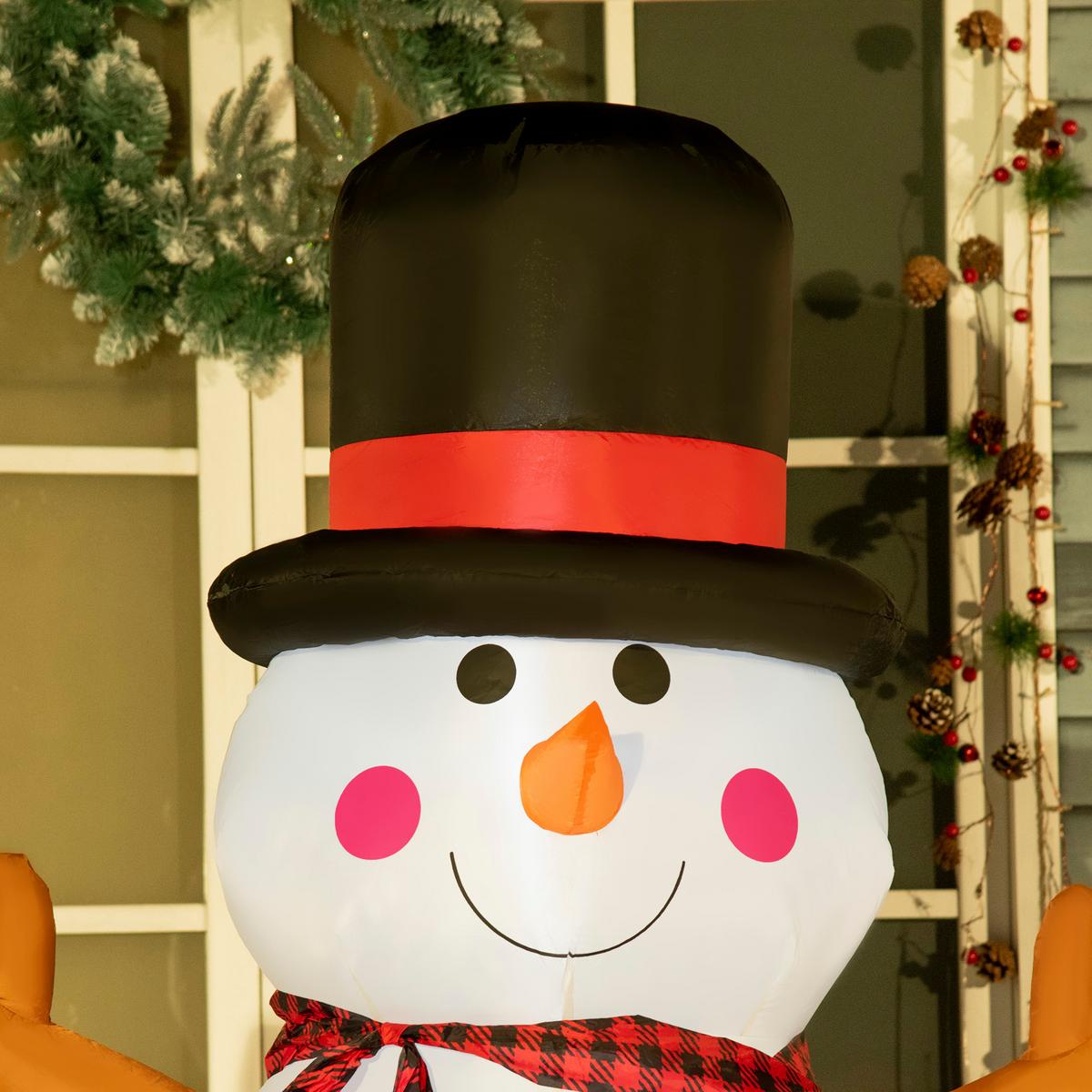 WEIHNACHTEN aufblasbarer Schneemann 1,82 m Dekoration LEDs wetterfest Polyester - Multicolor, Kunststoff (80/182/100cm) - HOMCOM