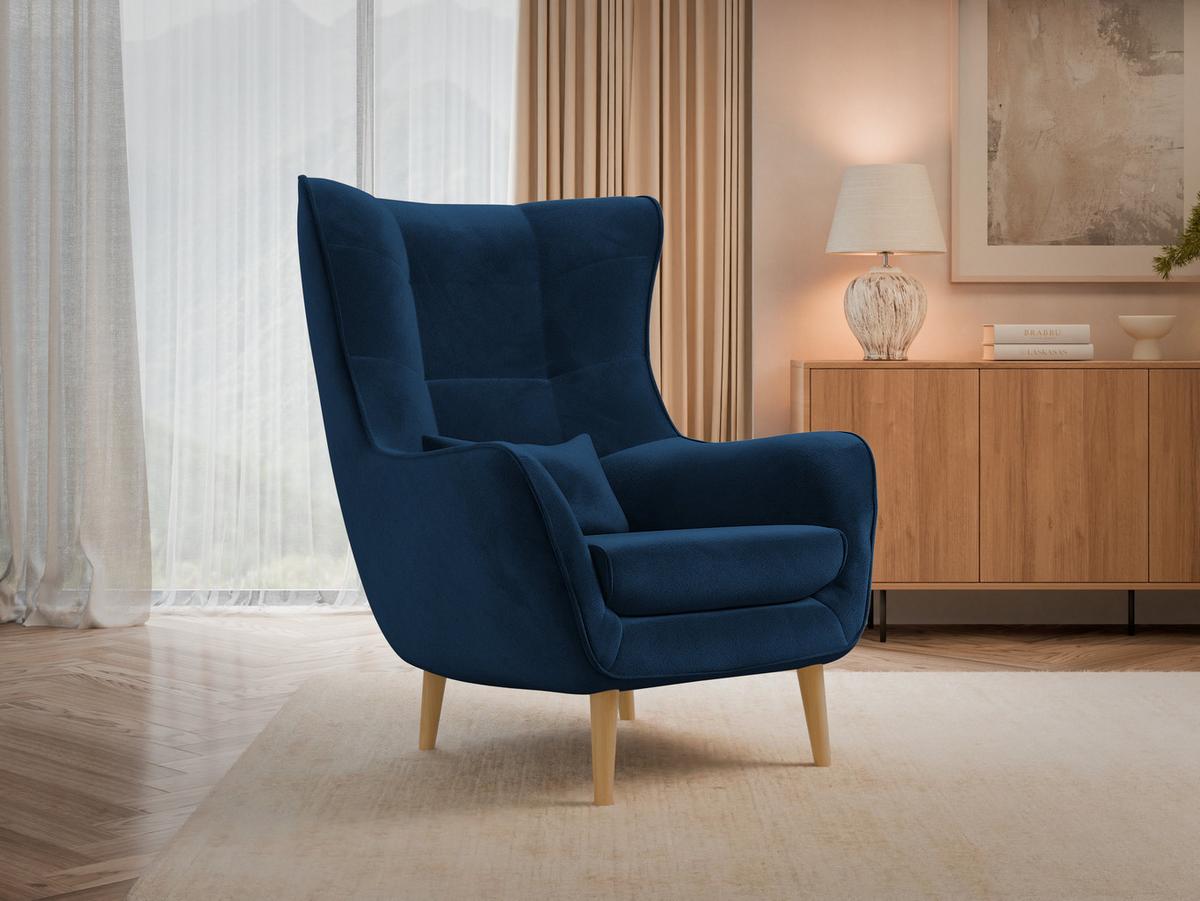 SESSEL Estjano - Blau/Beige, Holz/Textil (80/106/95cm) - MIRJAN24