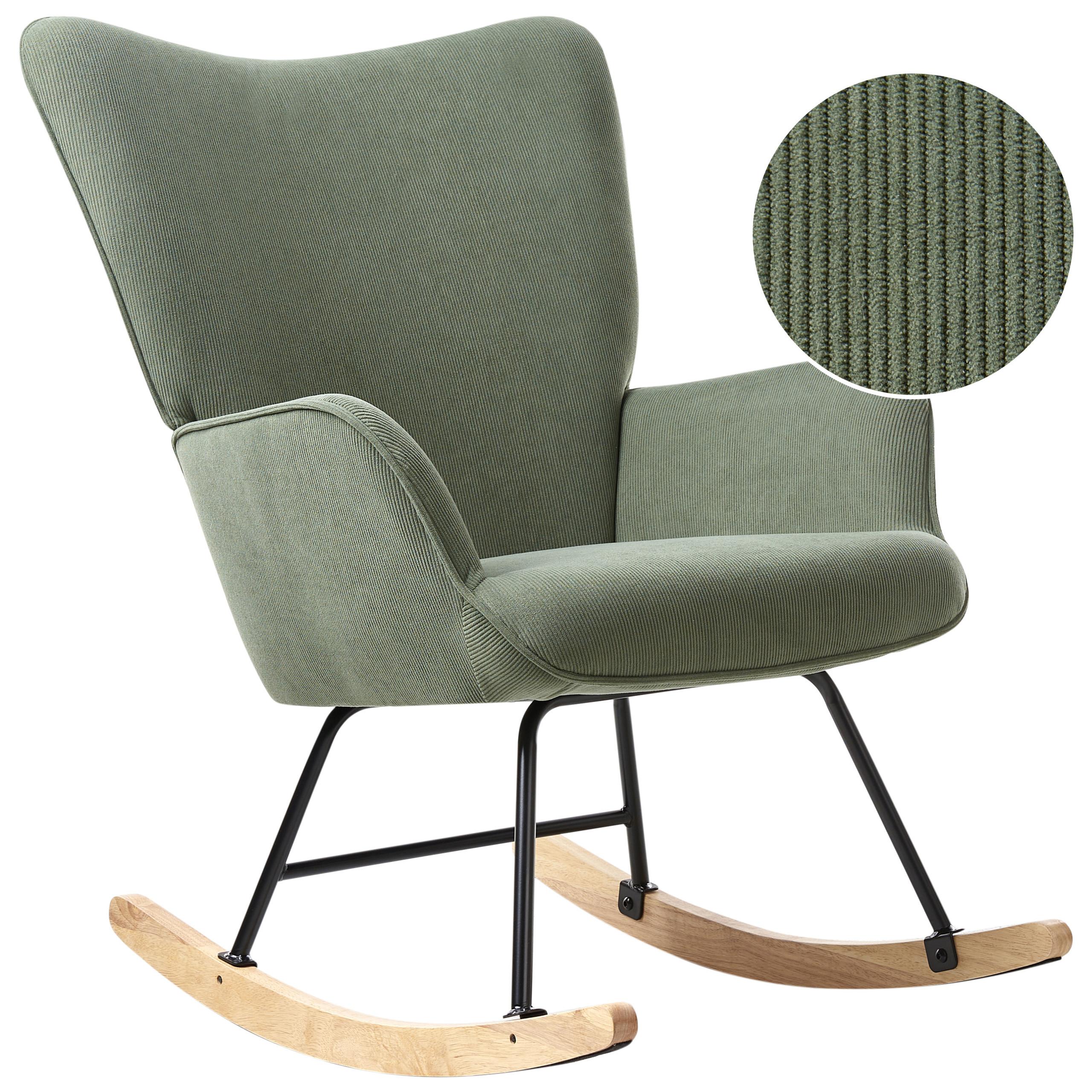 SCHAUKELSESSEL Cord Dunkelgrün Arset - Olivgrün, Textil (71/104/83cm) - Beliani