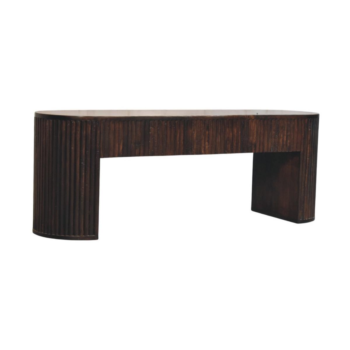 SITZBANK mit edlem Samtbezug in Mokka-Finish, dunkelbraun - Dunkelbraun, Holz (125/45/35cm) - Artisan Furniture