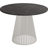 ESSTISCH Naro rund ausziehbar mit Lamellen-Metallgestell in Grau-Beige, Marmor Schwarz 100-180/100/76 cm - Kaschmir/Anthrazit, Holzwerkstoff/Metall (100/176/76cm) - WFL GROUP