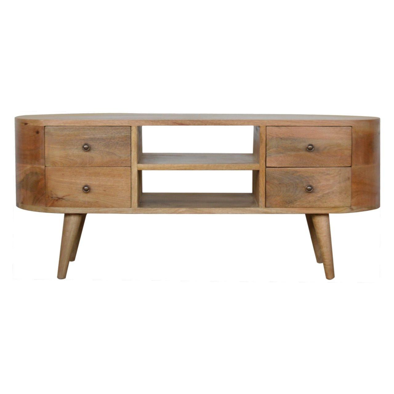 UNTERHALTUNGSEINHEIT mit 4 Schubladen und 2 Regalen, nordische Beine, beige - Messingfarben/Braun, Holz/Metall (110/47/35cm) - Artisan Furniture