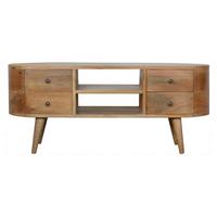 UNTERHALTUNGSEINHEIT mit 4 Schubladen und 2 Regalen, nordische Beine, beige - Messingfarben/Braun, Holz/Metall (110/47/35cm) - Artisan Furniture