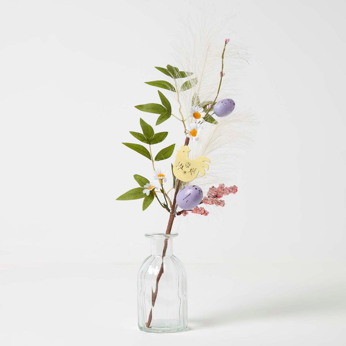 OSTERDEKO Zweig mit Eiern & Huhn, 45 cm - Flieder, Kunststoff (15/45/45cm) - Homescapes