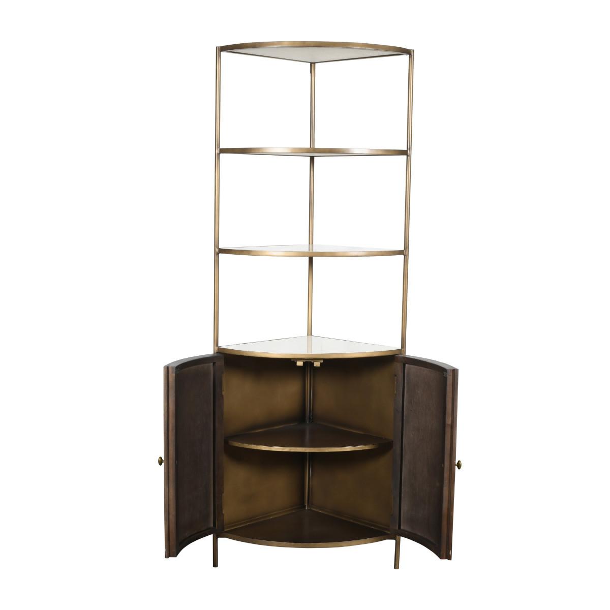 ECKREGAL aus Massivholz und Marmor 59/193/42 cm - Beige, Holz (42/193/28.5cm) - Signature