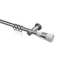 GARDINENSTANGE Platon Tanara 600 cm (geteilt in 3 x 200 cm), 1-läufig, 20 mm Ø Chrom - Chromfarben/Weiß, Metall (600cm) - INTERDECO