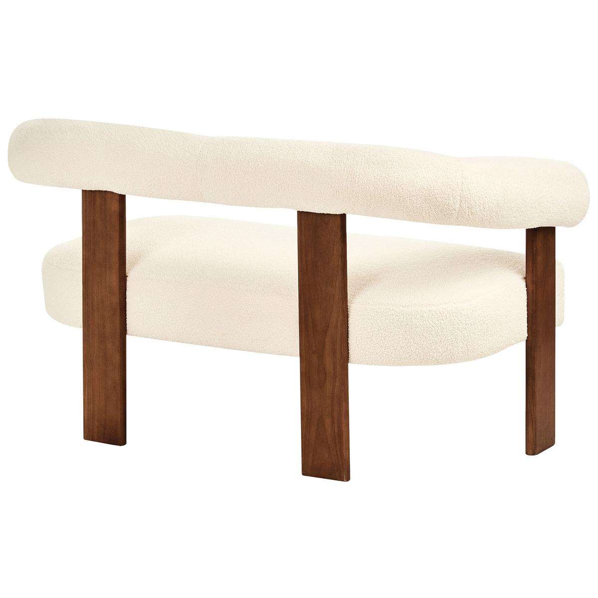 2-SITZER-SOFA Bouclé Cremeweiß/Dunkelbraun Ilbro - Creme, Textil (138/76/68cm) - Beliani