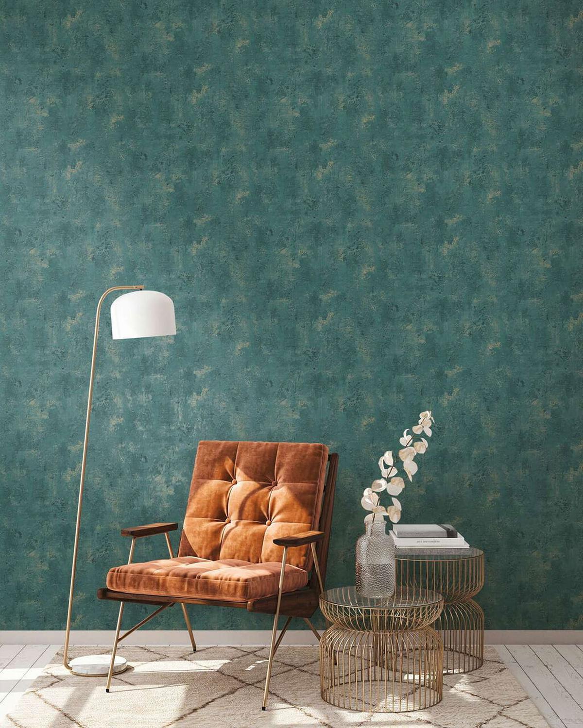 VLIESTAPETE Petrol 53/1005 cm - Petrol, Textil (53/1cm) - KUNSTLOFT