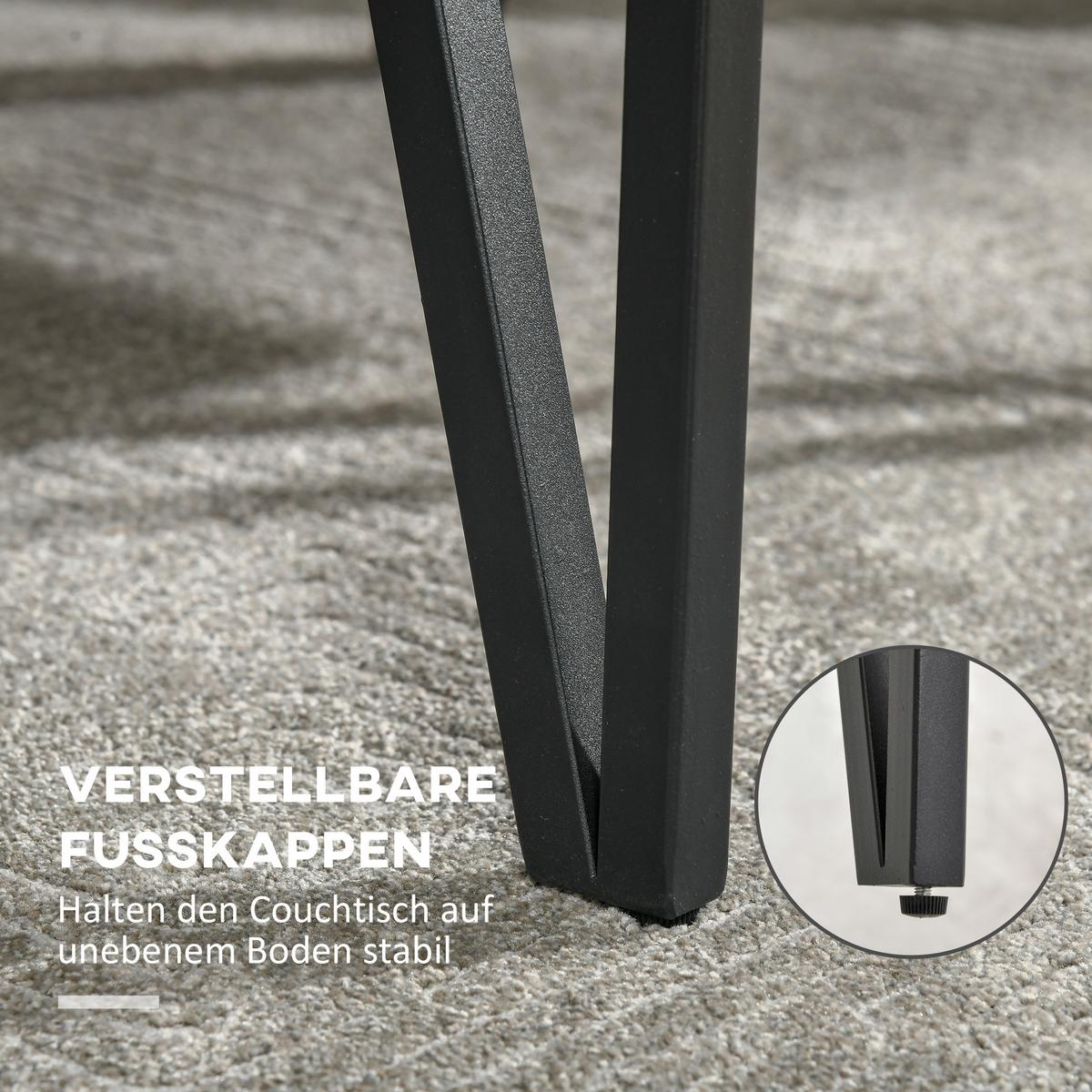 COUCHTISCH Beistelltisch Kaffeetisch mit verstellbaren Fußstützen Sofatisch - Naturfarben, Kunststoff (105/60/42cm) - HOMCOM