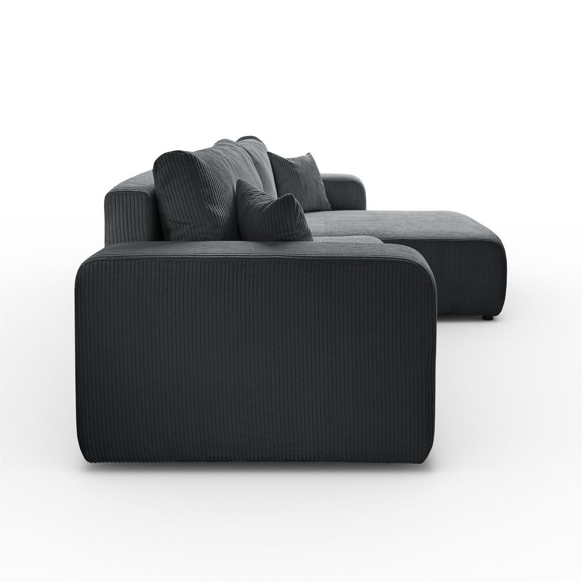 ECKSOFA Gepolstertes PRESTIGE XL mit Schlaffunktion und Bettkasten, Poso 34 - Dunkelgrau, Textil (277/143cm) - Lookway