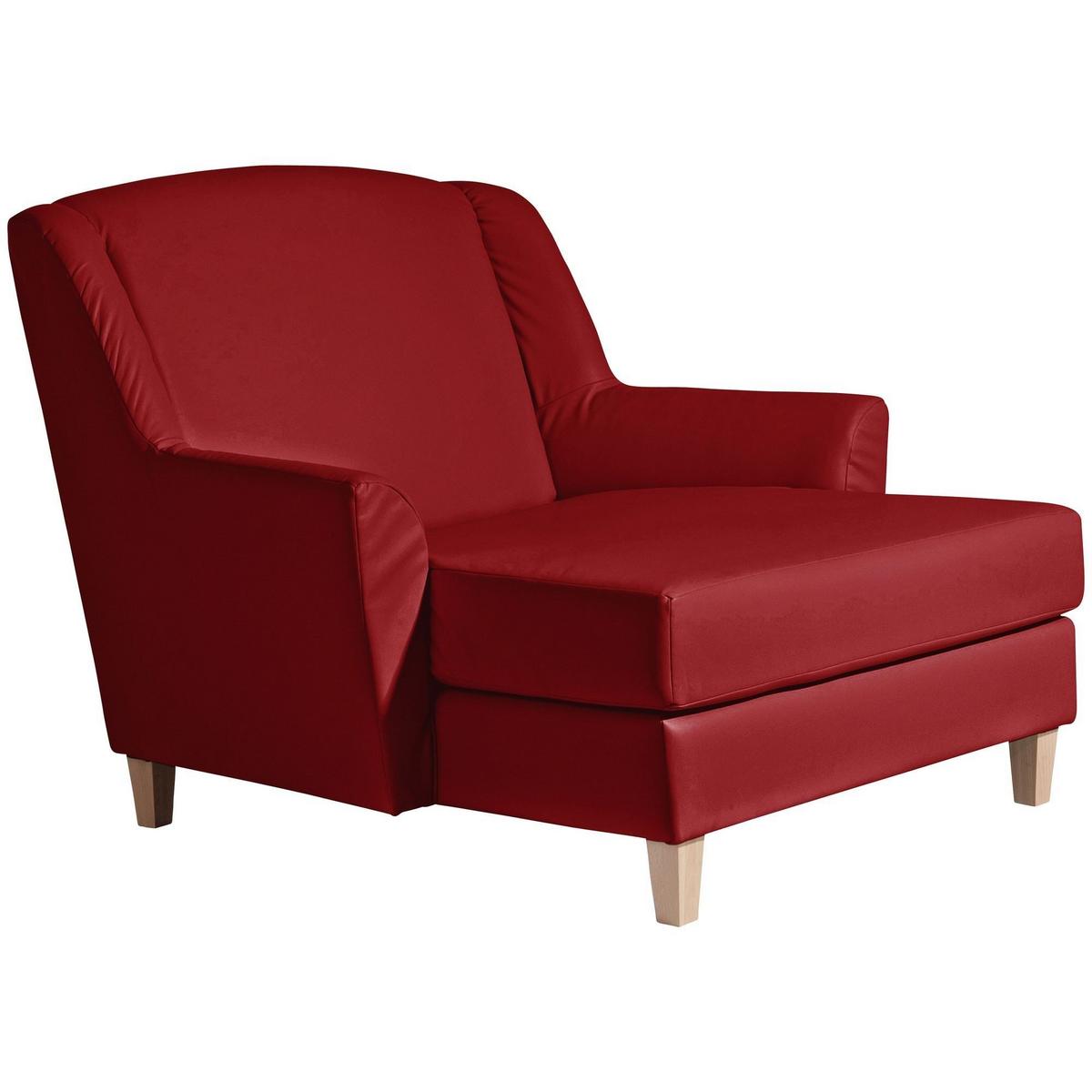 SESSEL XXL Karil Bezug Kunstleder Buche natur / chilli - Rot, Kunststoff (136/107/142cm) - 58aufmkessel