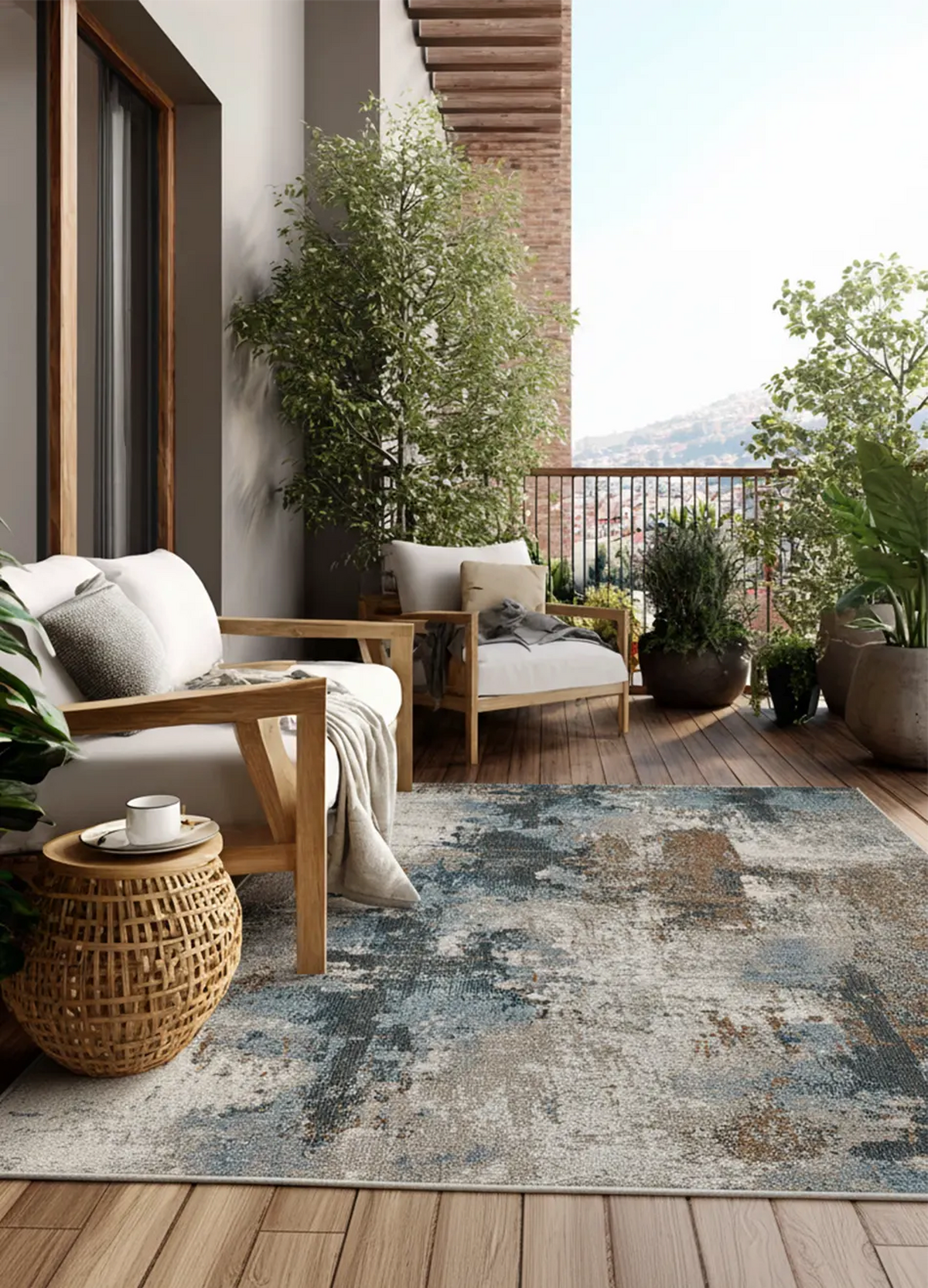 IN- & OUTDOOR-TEPPICH Blau / Braun Salsa 160/230 cm - Blau/Braun, Textil (160/230cm) - Atticgo