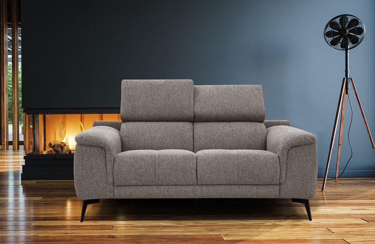SOFA FIERO 2-Sitzer, taupe - Taupe/Schwarz, Holzwerkstoff/Textil (170/82/103cm) - Wozimo