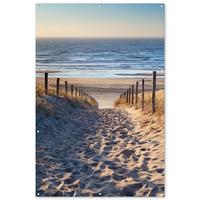 GARTENPOSTER Strand - Meer - Niederlande - Dünen - Sonne Bild 120x180 cm - Sandfarben, Kunststoff (120/180/0.2cm) - OnlyWow