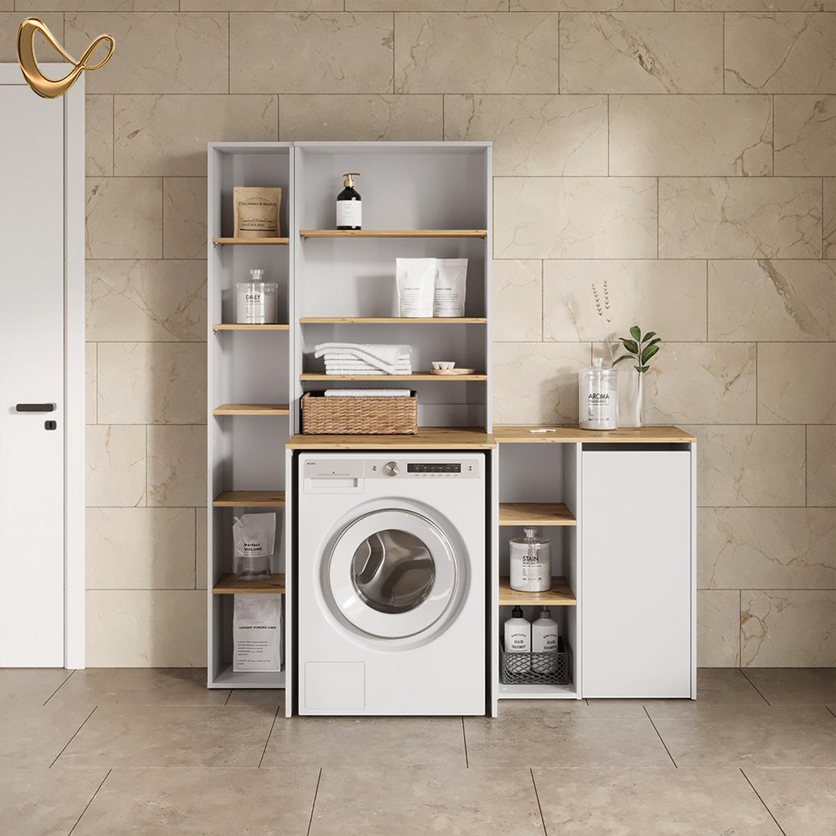WASCHMASCHINENSCHRANK Paolina Weiß/Artisan 68 x 88.2 cm - Weiß/Eiche Artisan, Holzwerkstoff (68/88.2/60cm) - Livinity®