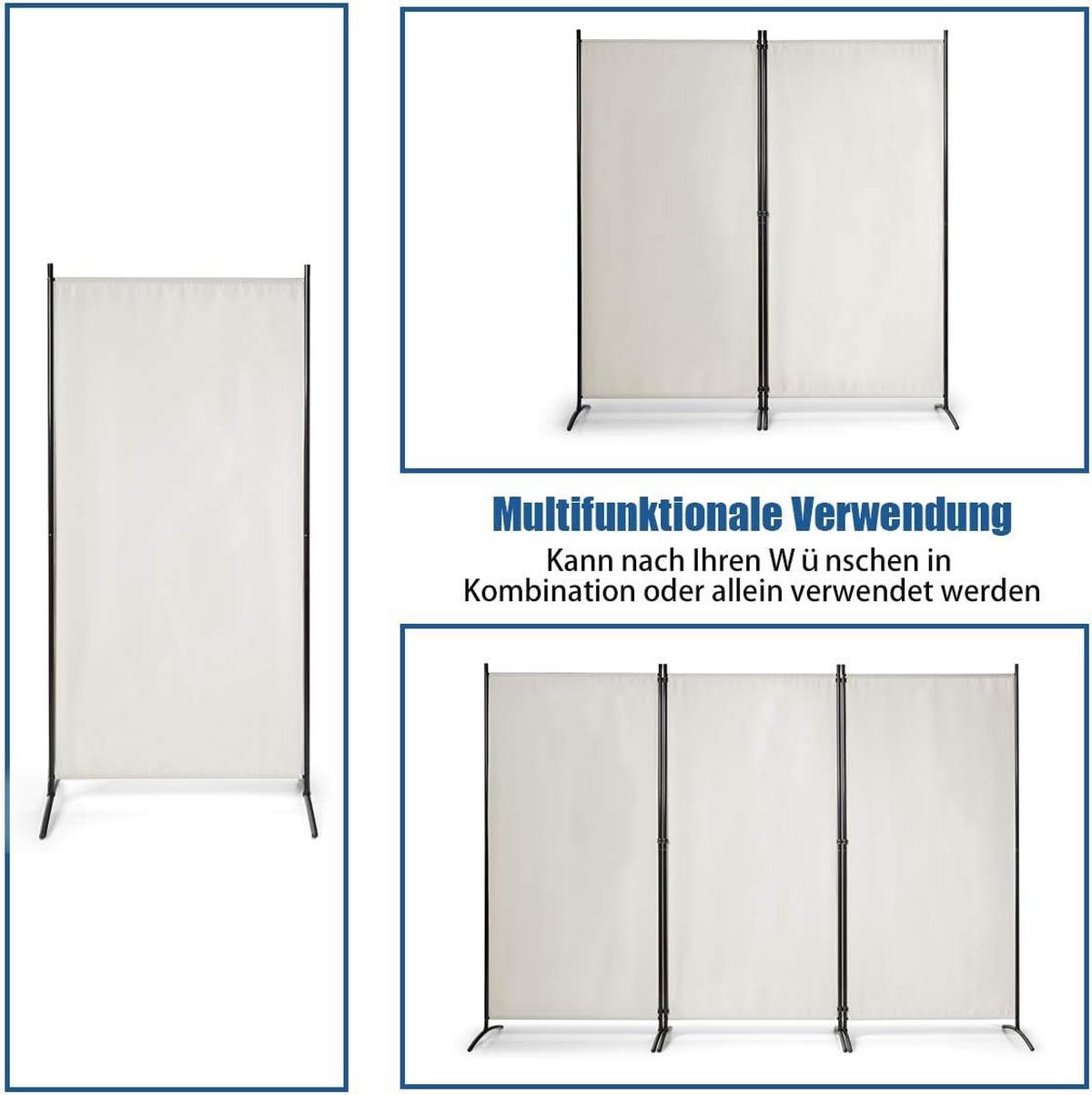 RAUMTEILER mit Untersetzern Beige - Beige, Textil (260/183cm) - COSTWAY