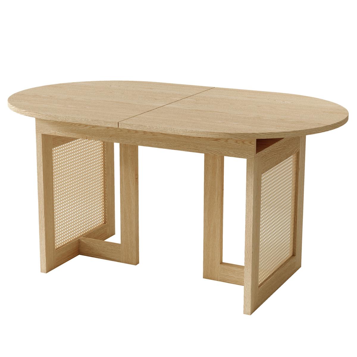 ESSTISCH Ausziehbar 150-200cm Eichenfarbe Rattan-Beine Abgerundet - Eichefarben, Holzwerkstoff (90/200/75cm) - Urban Meuble