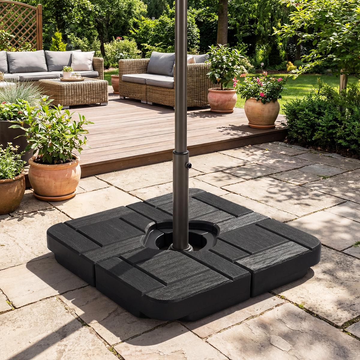 SONNENSCHIRMSTÄNDER 48L schwarz - Schwarz, Kunststoff (80/80cm) - COSTWAY