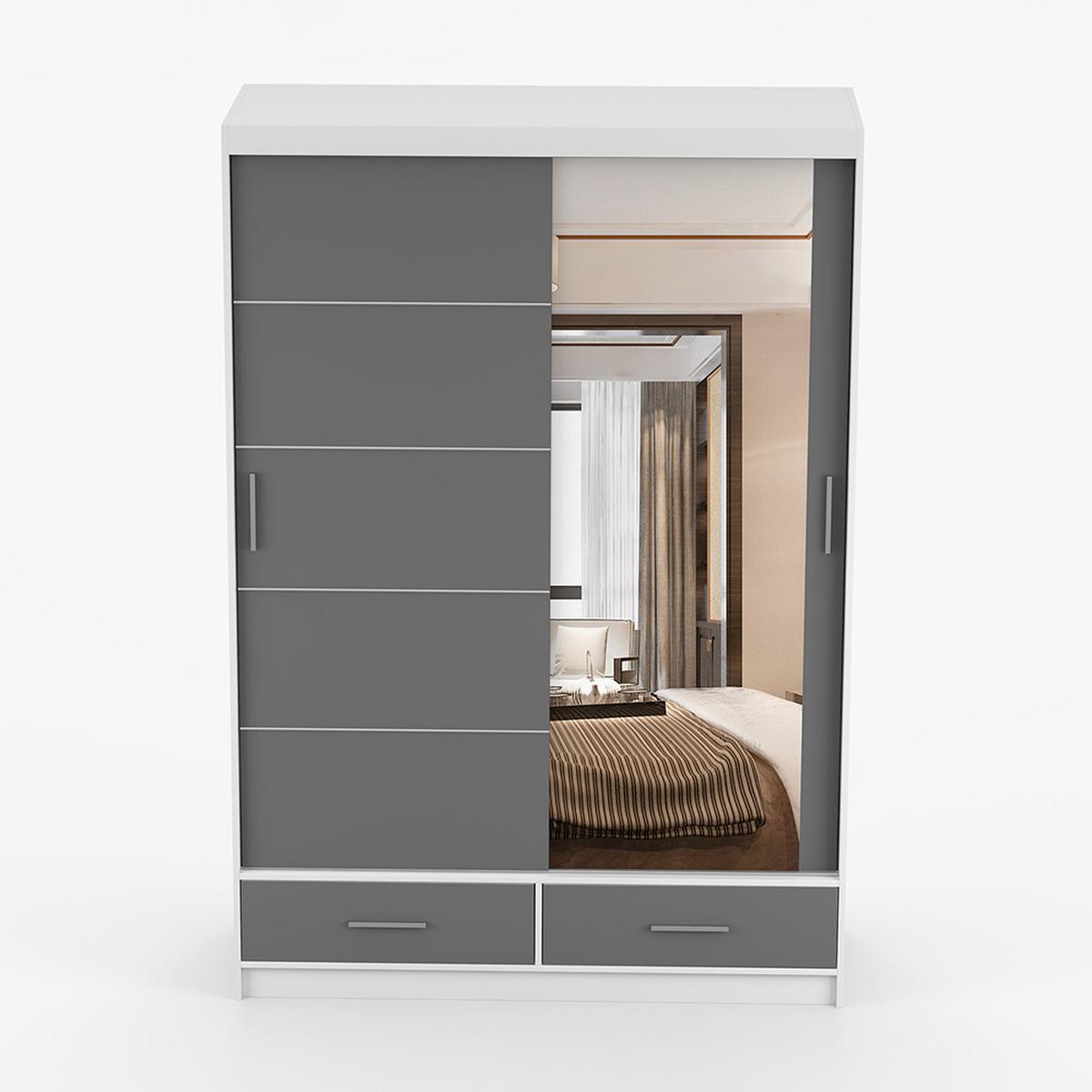KLEIDERSCHRANK Florence 150 cm, 150/218/61, 2-türig, grau - Grau, Holzwerkstoff (150/218/61cm) - imoebel24
