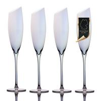 CHAMPAGNER/SEKT Glas mit moderner Kante Regenbogen Schimmer 150 ml (4er-Set) - Transparent, Glas (0.15L) - Intirilife